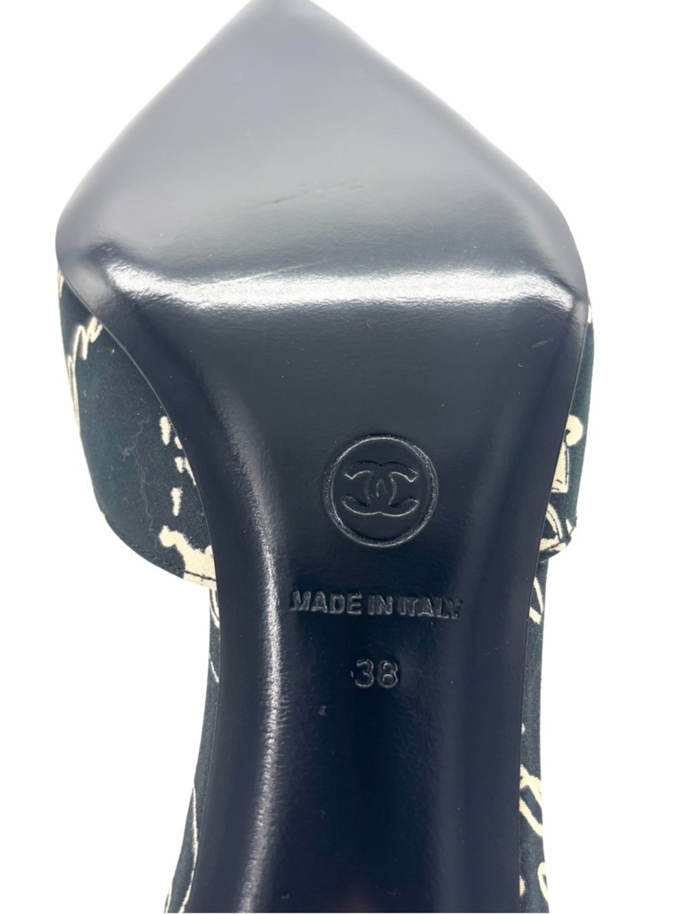 Vintage Chanel 2006 Cruise Script CC Logo Pointed Toe Kitten Heel Mules 38 - Picture 10 of 10